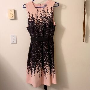 16W Luxe By Carmen Marc Valvo Pink and Black Floral Dress